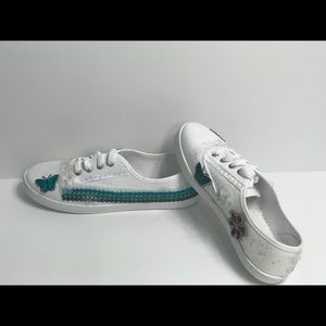 Bedazzled White Canvas Sneakers with Sequins